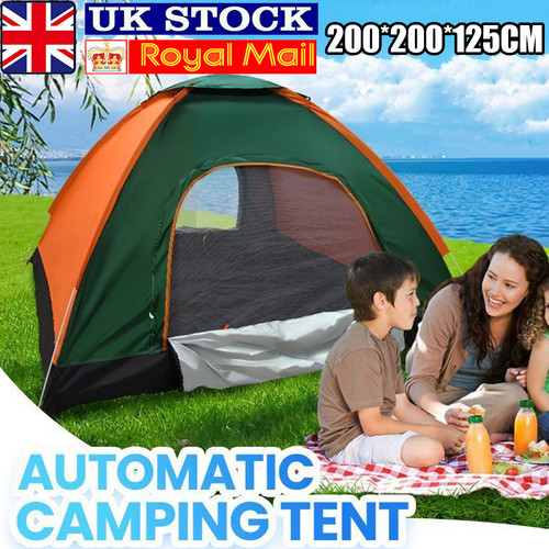 Man automatic pop up tent - up,